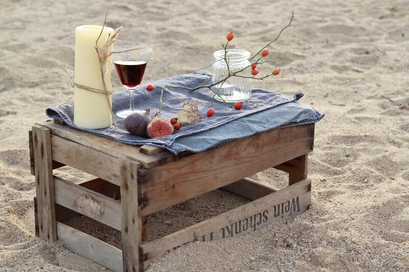 Wine and Figs on Crate