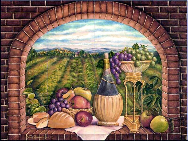 Wine and Fruit on Windowsill