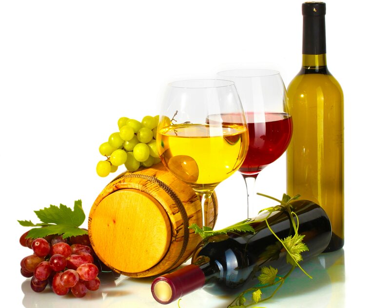 Wine and Grapes Arrangement — White