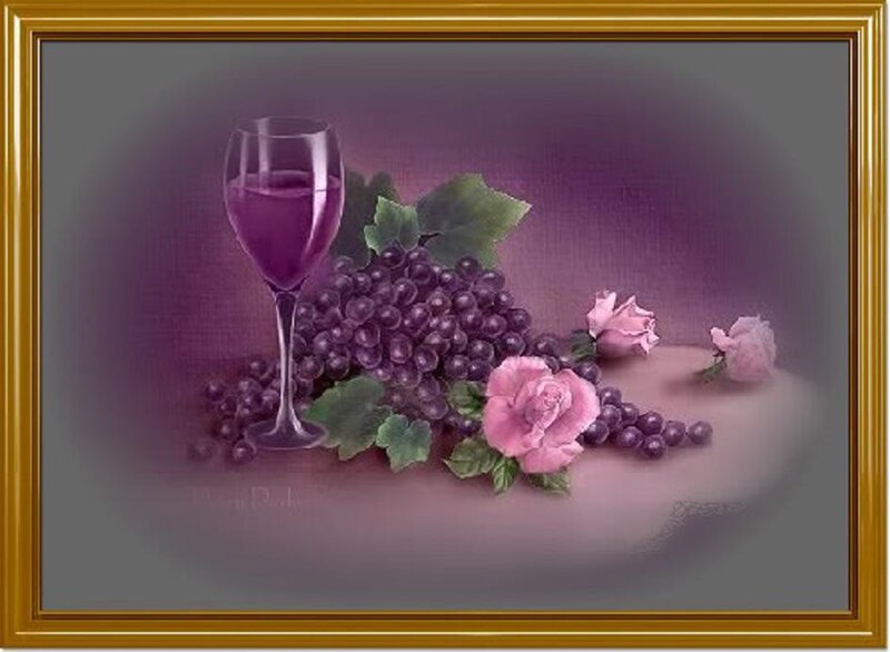 wine and grapes still life