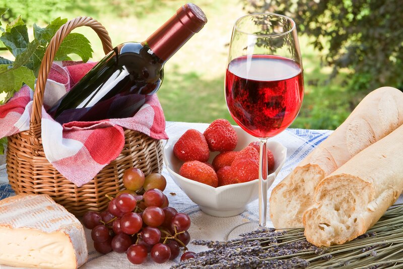 Wine and Picnic Basket — Red