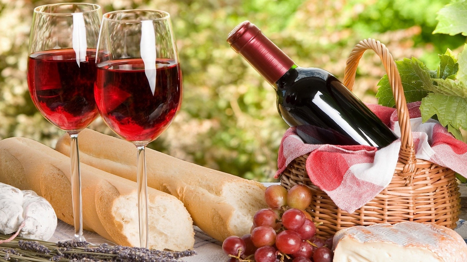 Wine and picnic basket