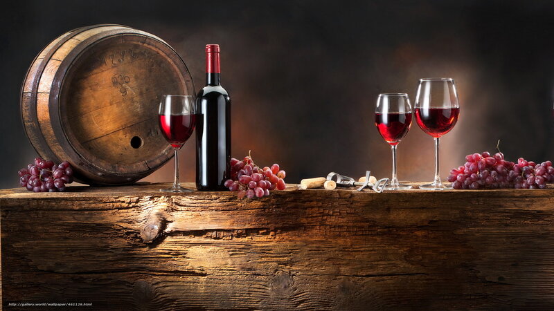wine barrel and grapes still life
