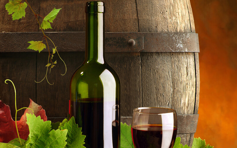 Wine Bottle and Glass — Brown, Calm
