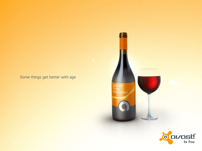 Wine Bottle and Glass — Orange