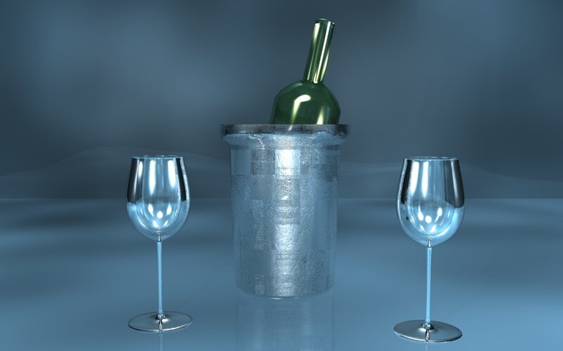 wine bottle in ice bucket