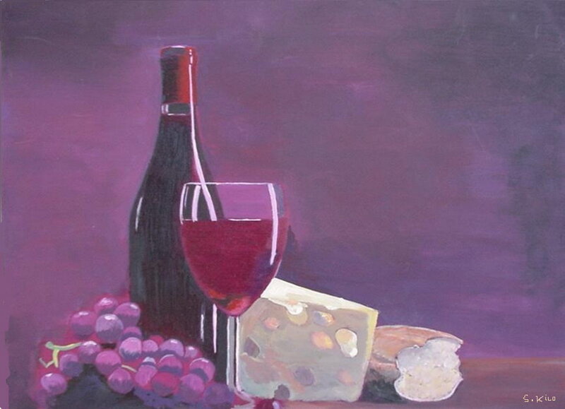 Wine Bottle with Cheese
