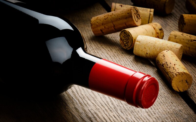 wine bottle with corks
