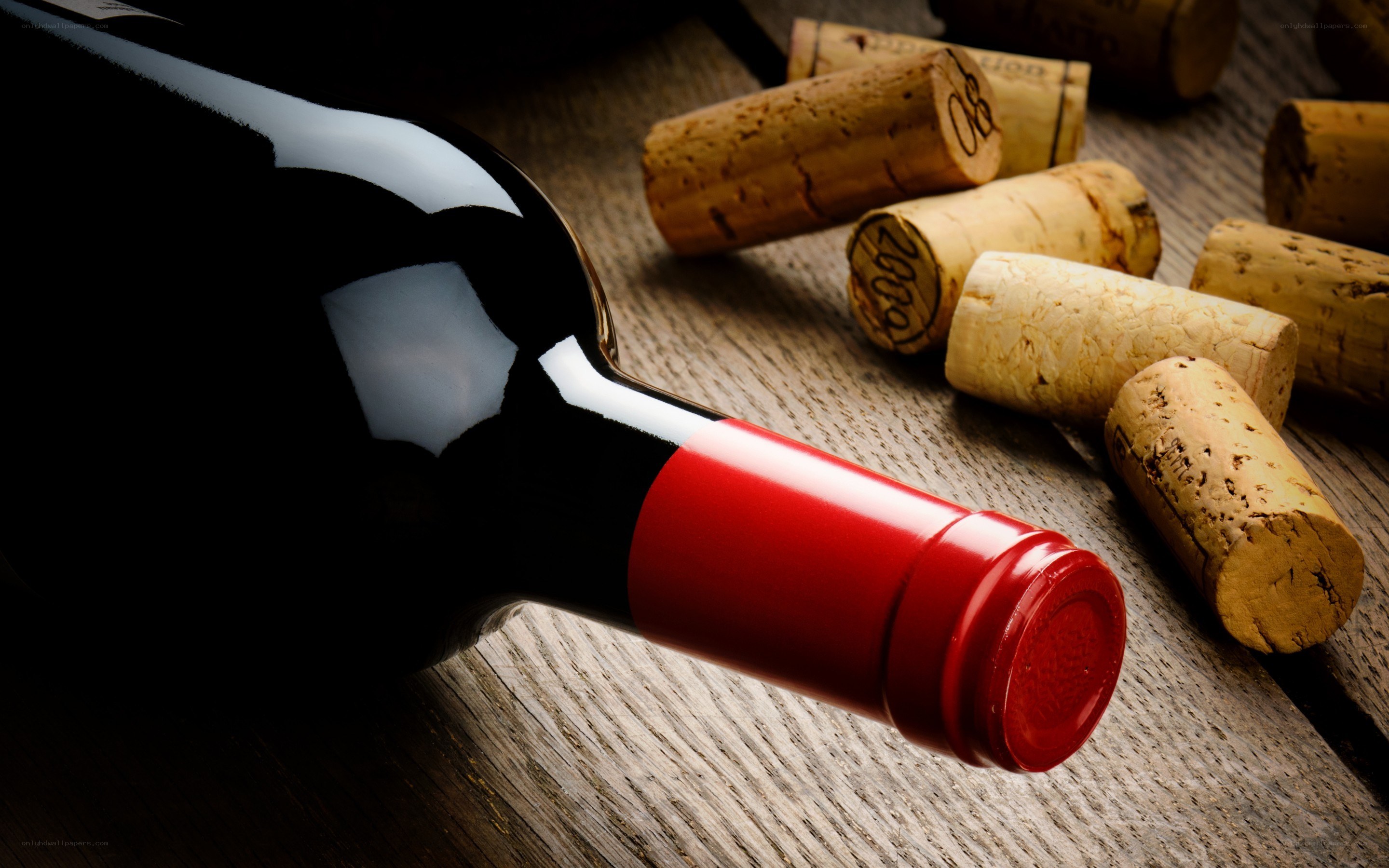 wine bottle with corks