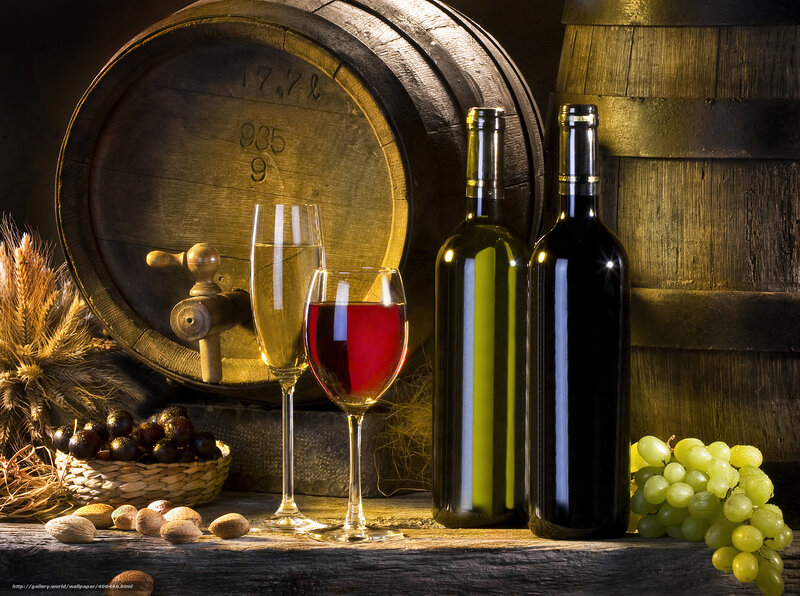 Wine Bottles and Barrels — Brown