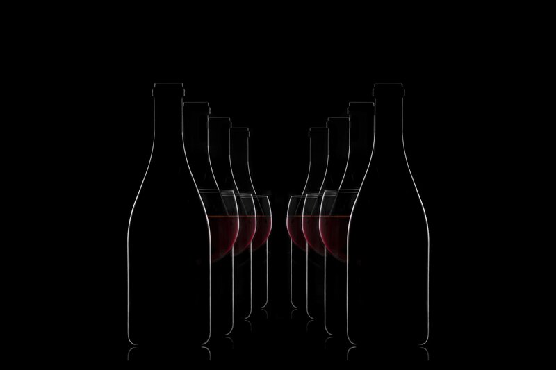 Wine Bottles and Glasses — Black