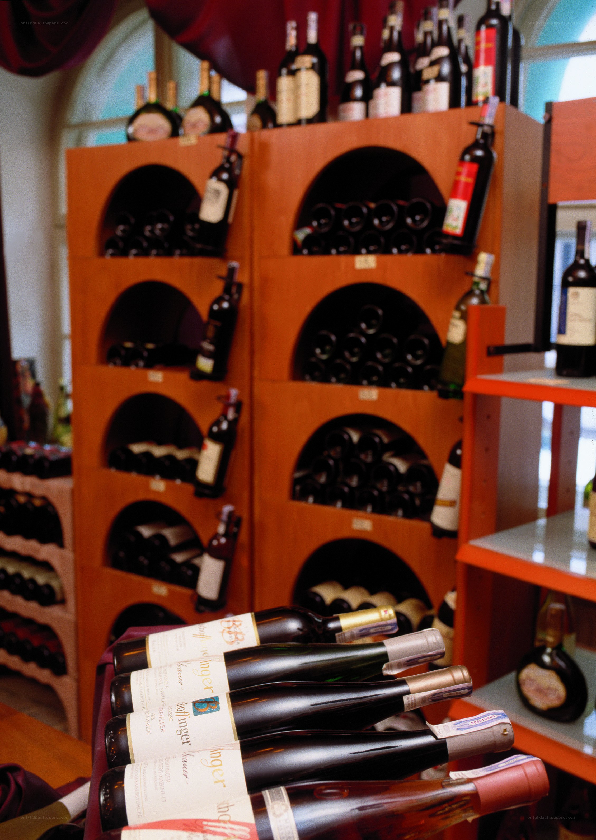 Wine bottles in a cellar