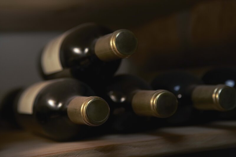 Wine bottles in a cellar