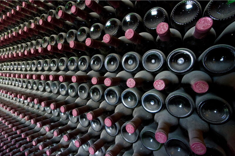 Wine Bottles in Cellar — Black