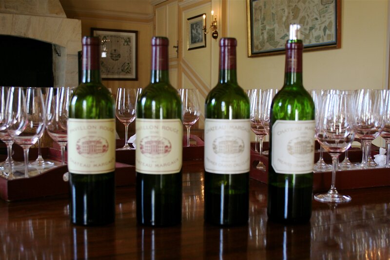 Wine bottles on a table