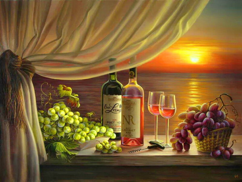 Wine Bottles on Windowsill