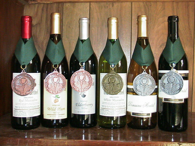Wine bottles with awards