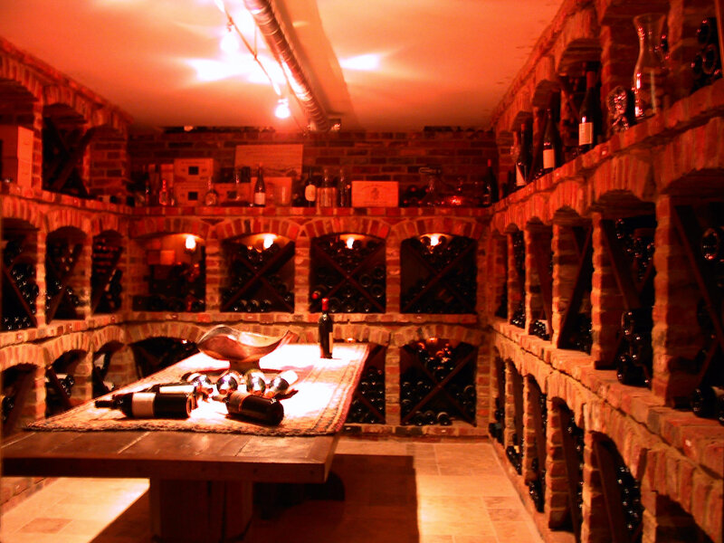 wine cellar with brick racks