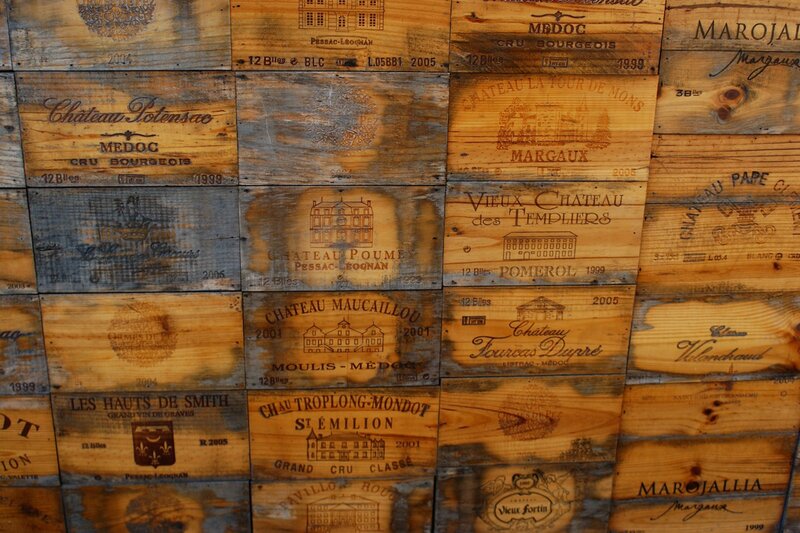 wine crates stacked together