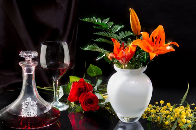 Wine Decanter with Flowers