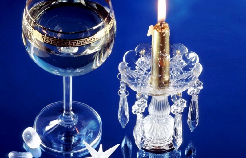 Wine Glass and Candle — Blue, Dramatic