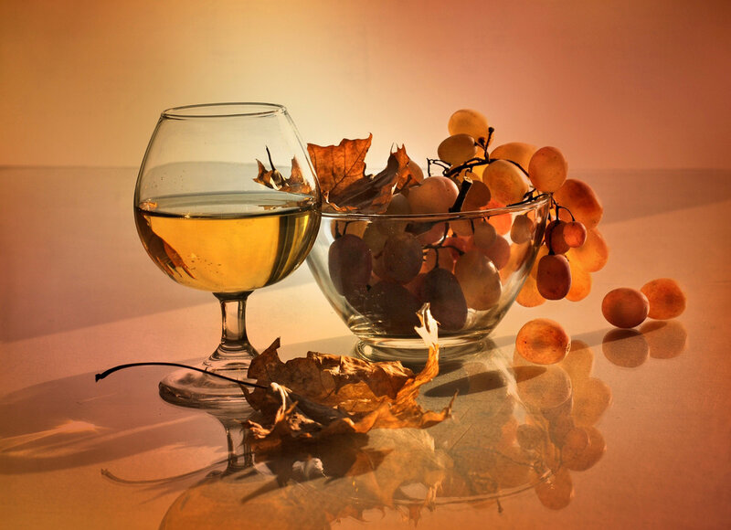 Wine Glass and Grapes — Gold