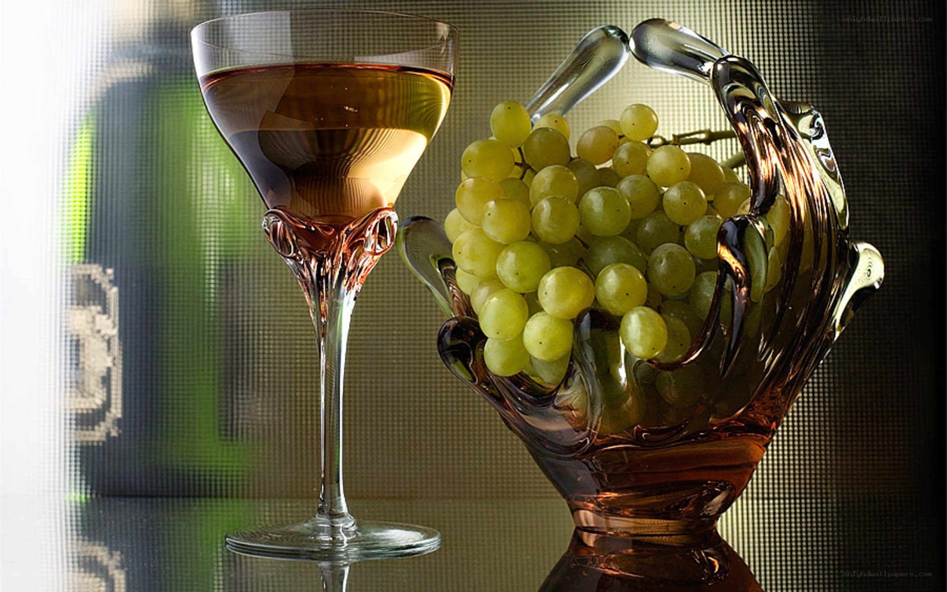 Wine glass and grapes