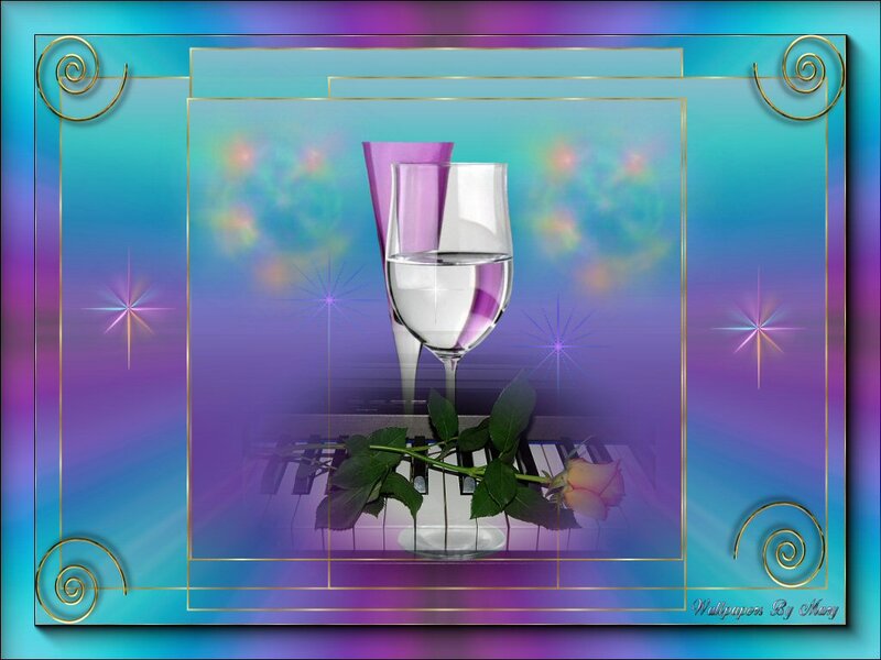Wine Glass and Rose — Purple