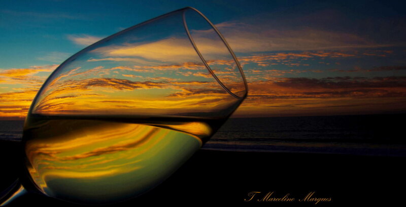 Wine Glass at Sunset — Blue