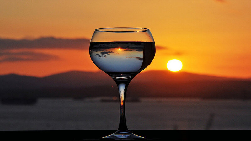 Wine Glass at Sunset — Orange