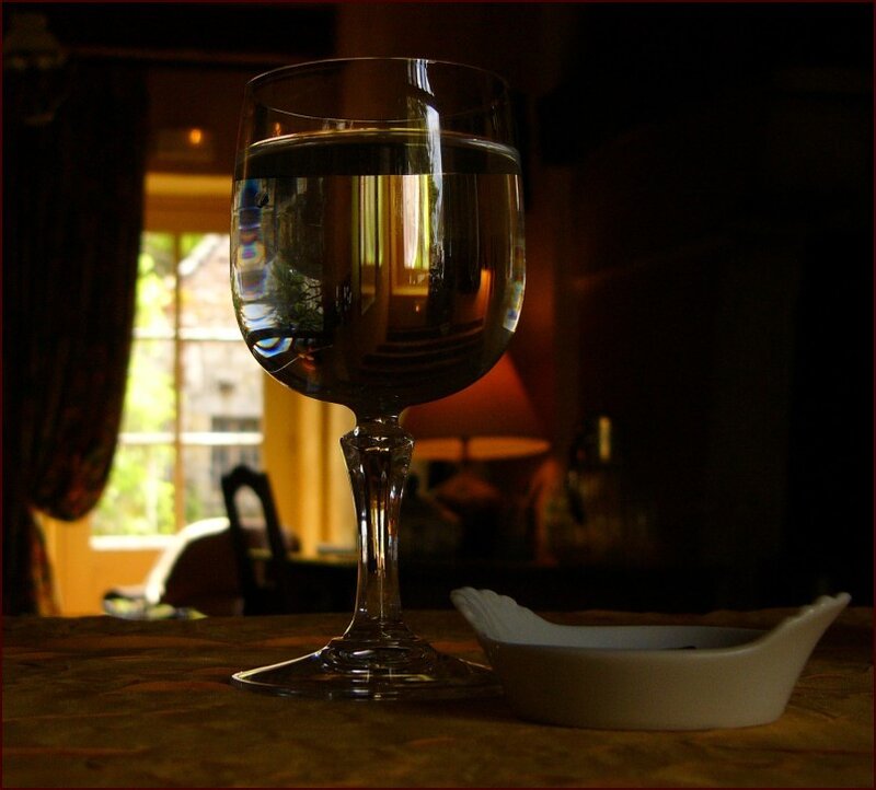 wine glass on a table