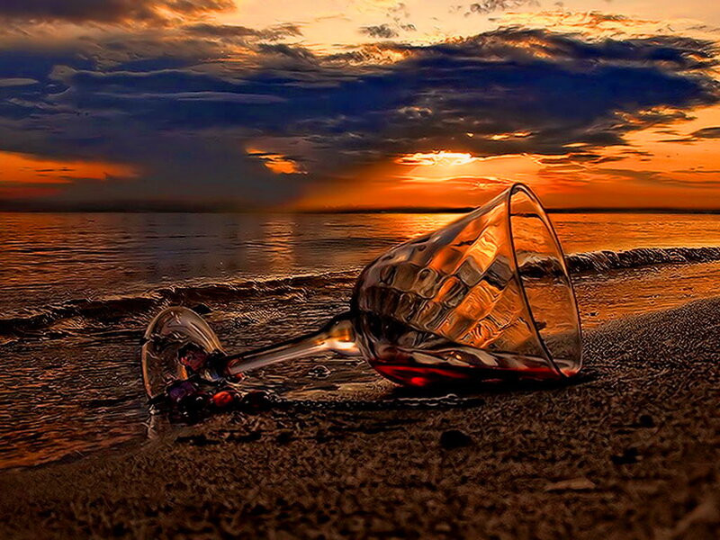 Wine Glass on Beach