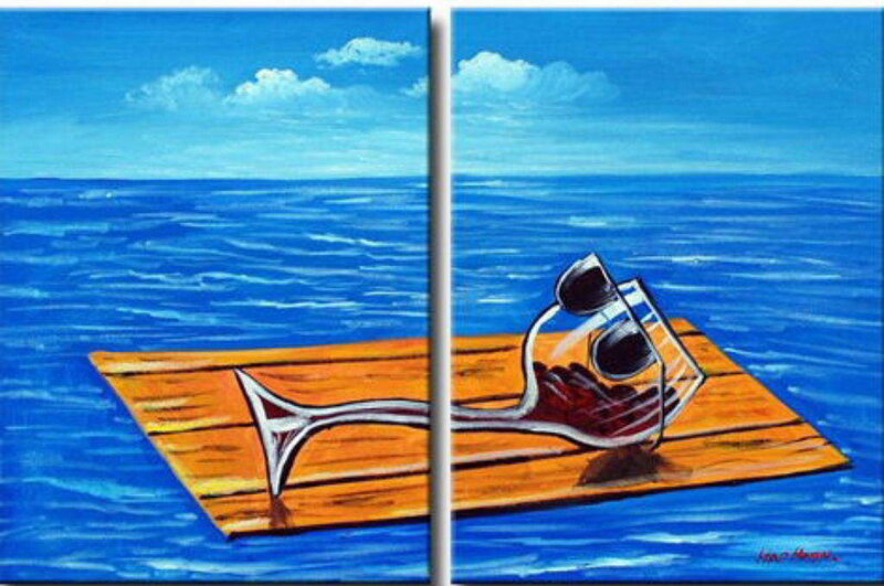 wine glass on raft