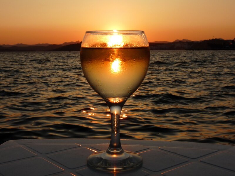 Wine Glass on Table — Orange