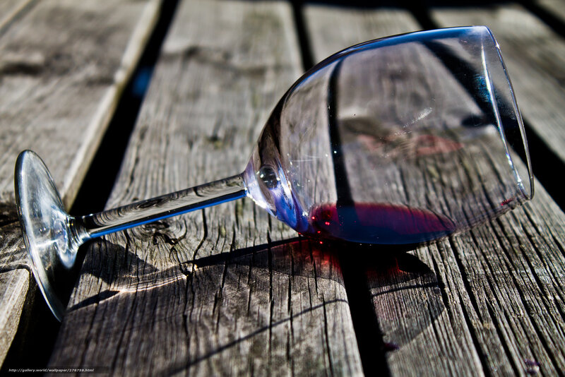 Wine Glass on Wood — Brown