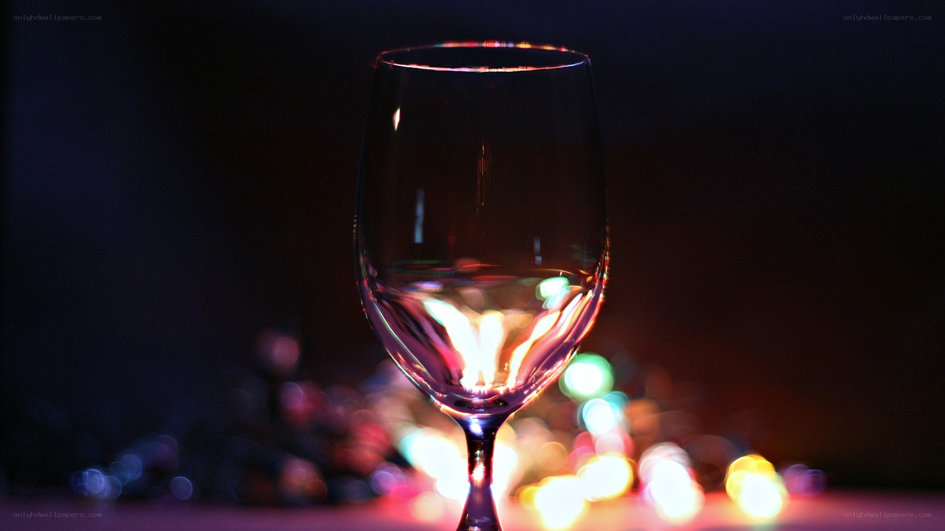 wine glass with bokeh lights