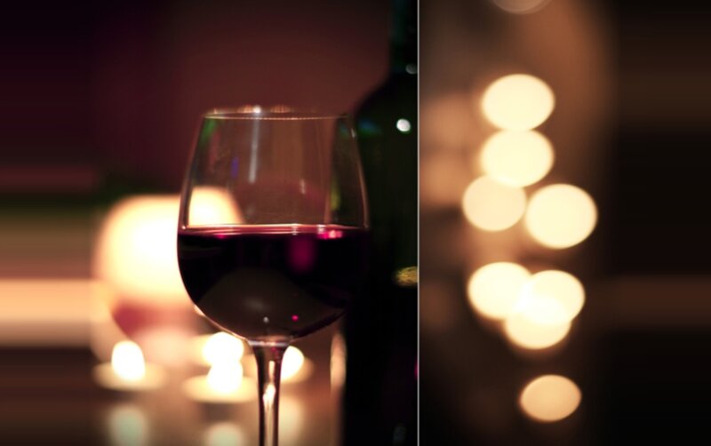 wine glass with candles