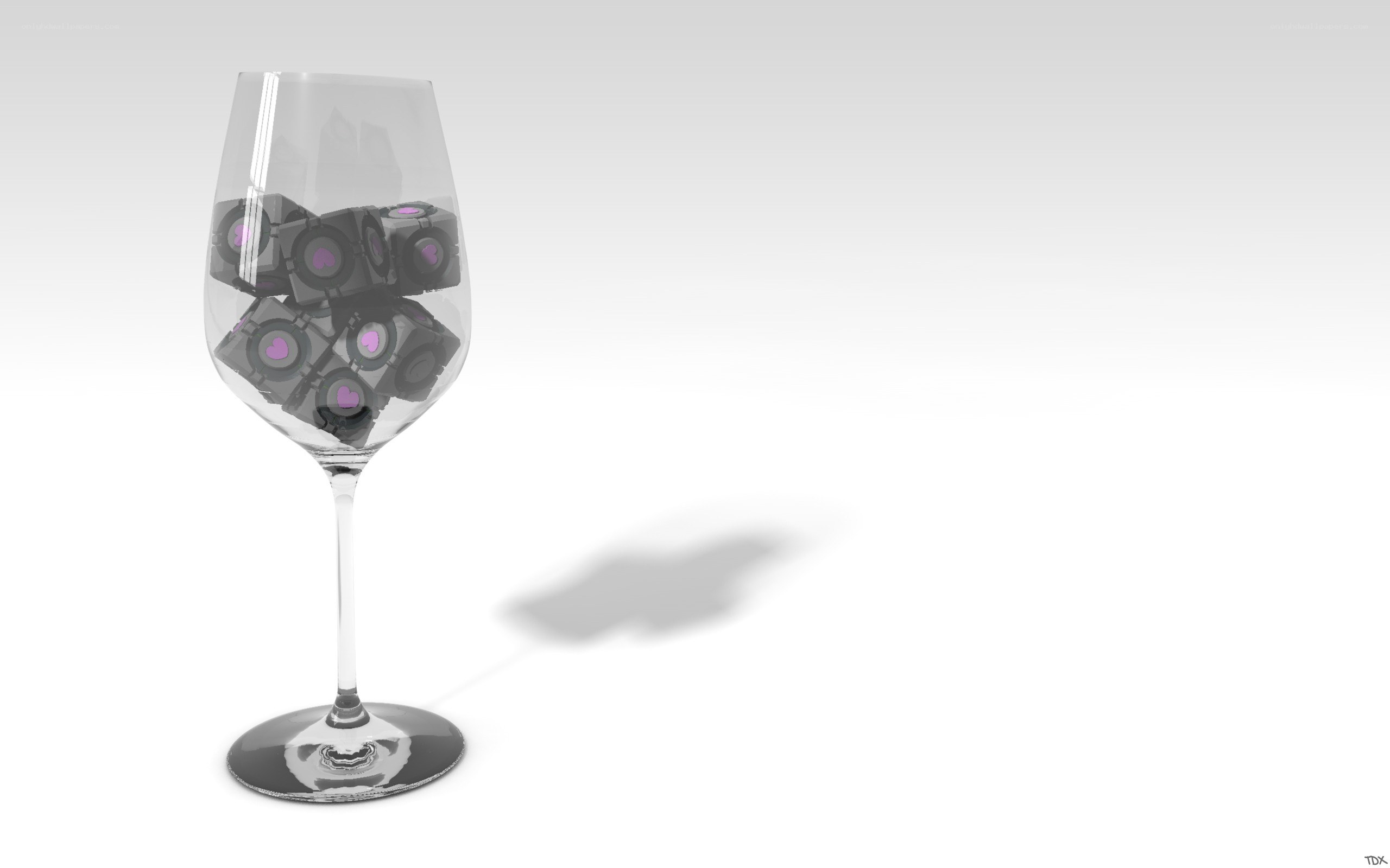 wine glass with cubes