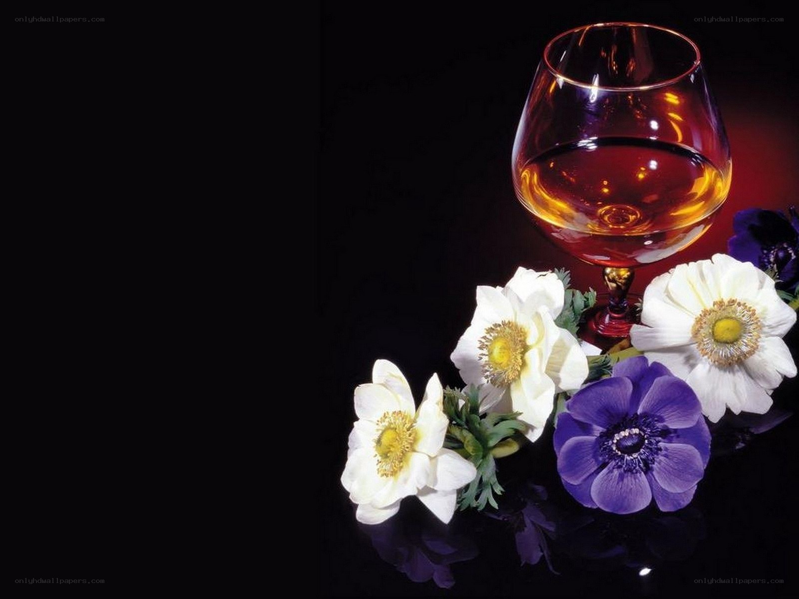 wine glass with flowers