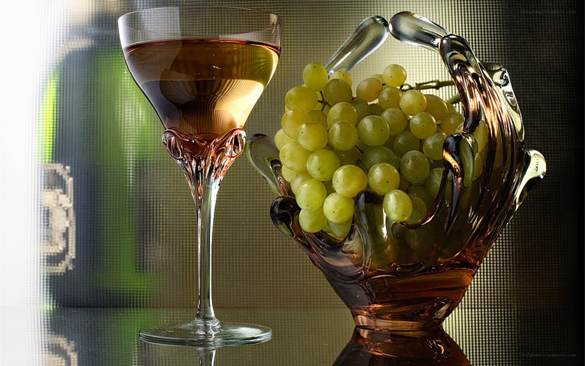 wine glass with grapes