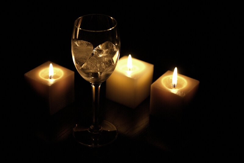Wine Glass with Ice Cubes