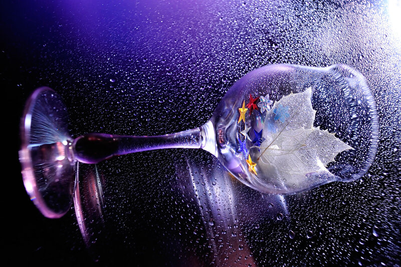 Wine Glass with Leaf and Stars