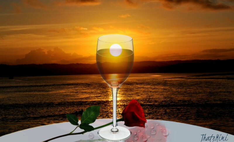 Wine Glass with Rose