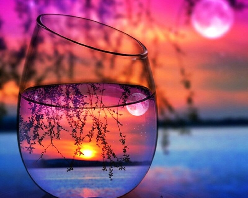 Wine Glass with Sunset