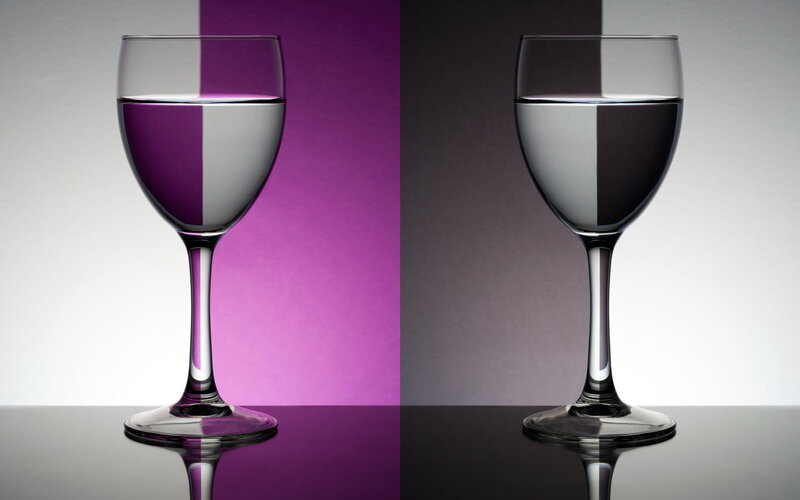 Wine Glass with Water — Purple, Dramatic