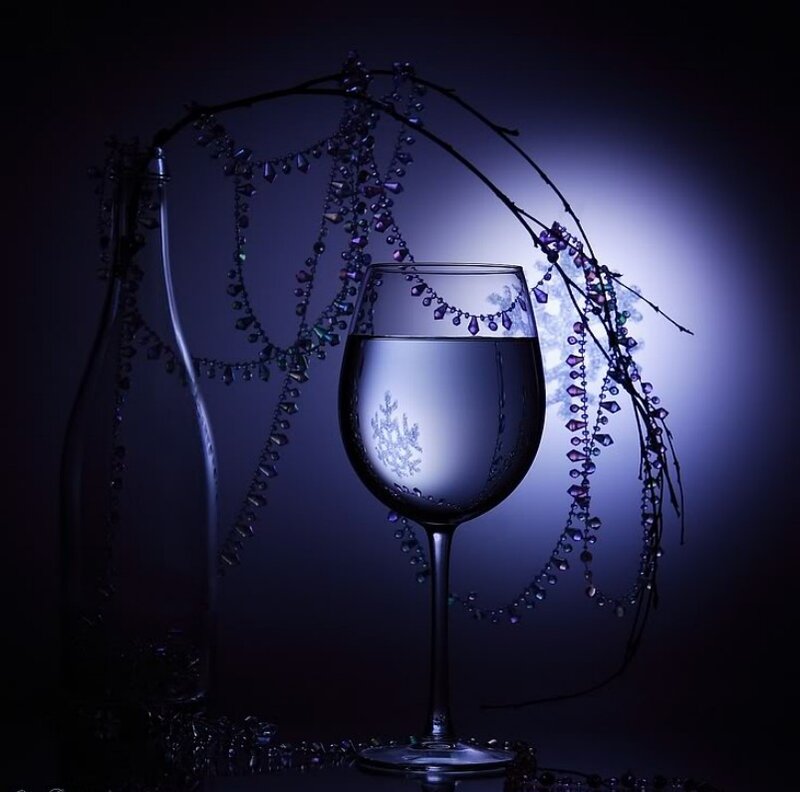 Wine Glass with Water — Purple