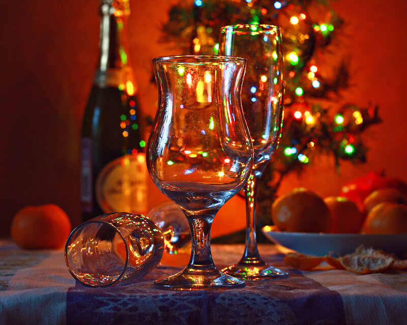Wine Glasses and Bottle