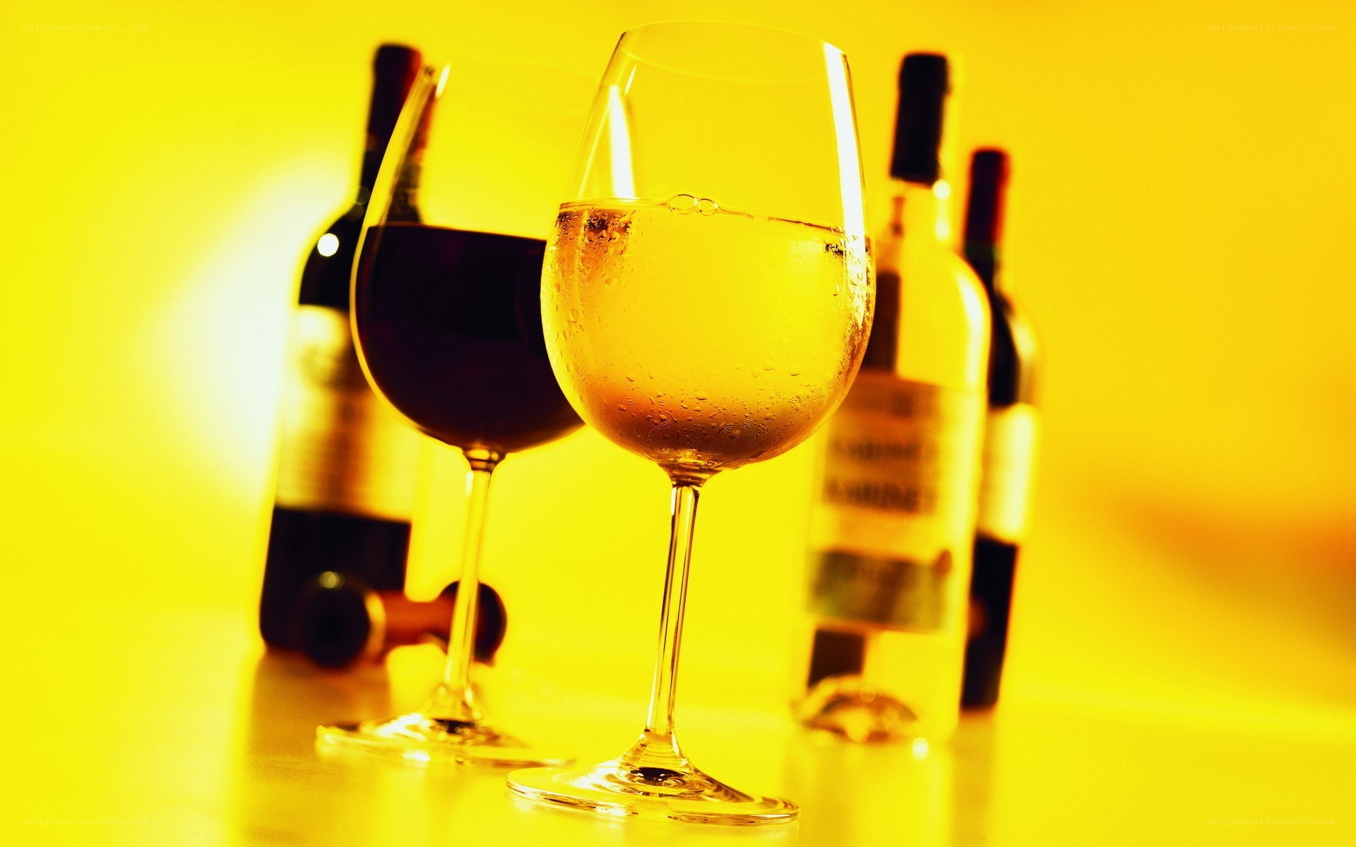wine glasses and bottles
