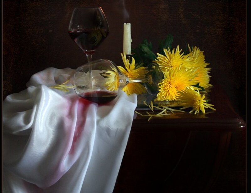 Wine Glasses and Flowers