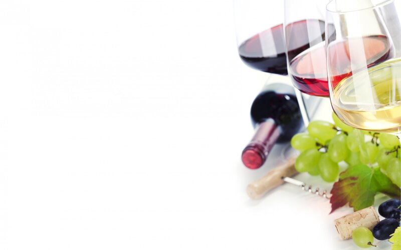 Wine Glasses and Grapes — White
